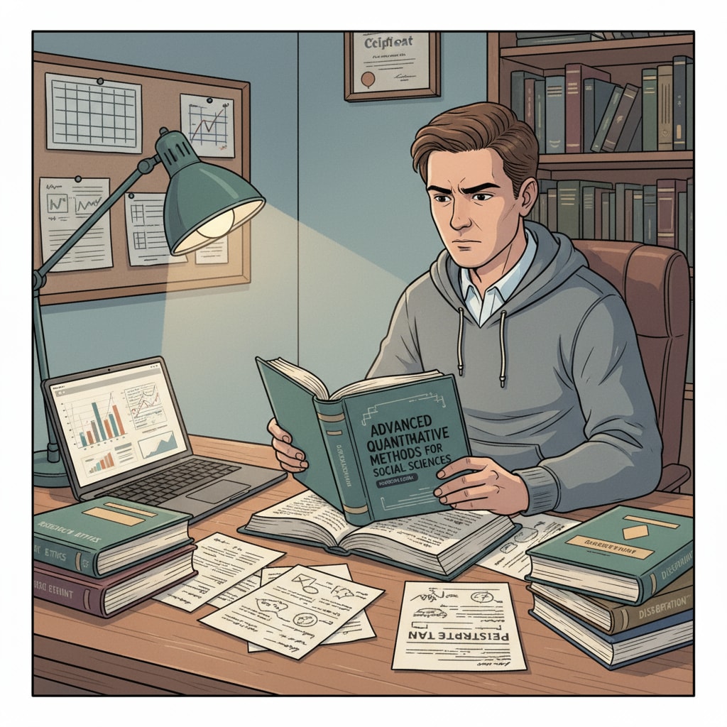 A student focused on managing the workload and stress of their master's degree studies