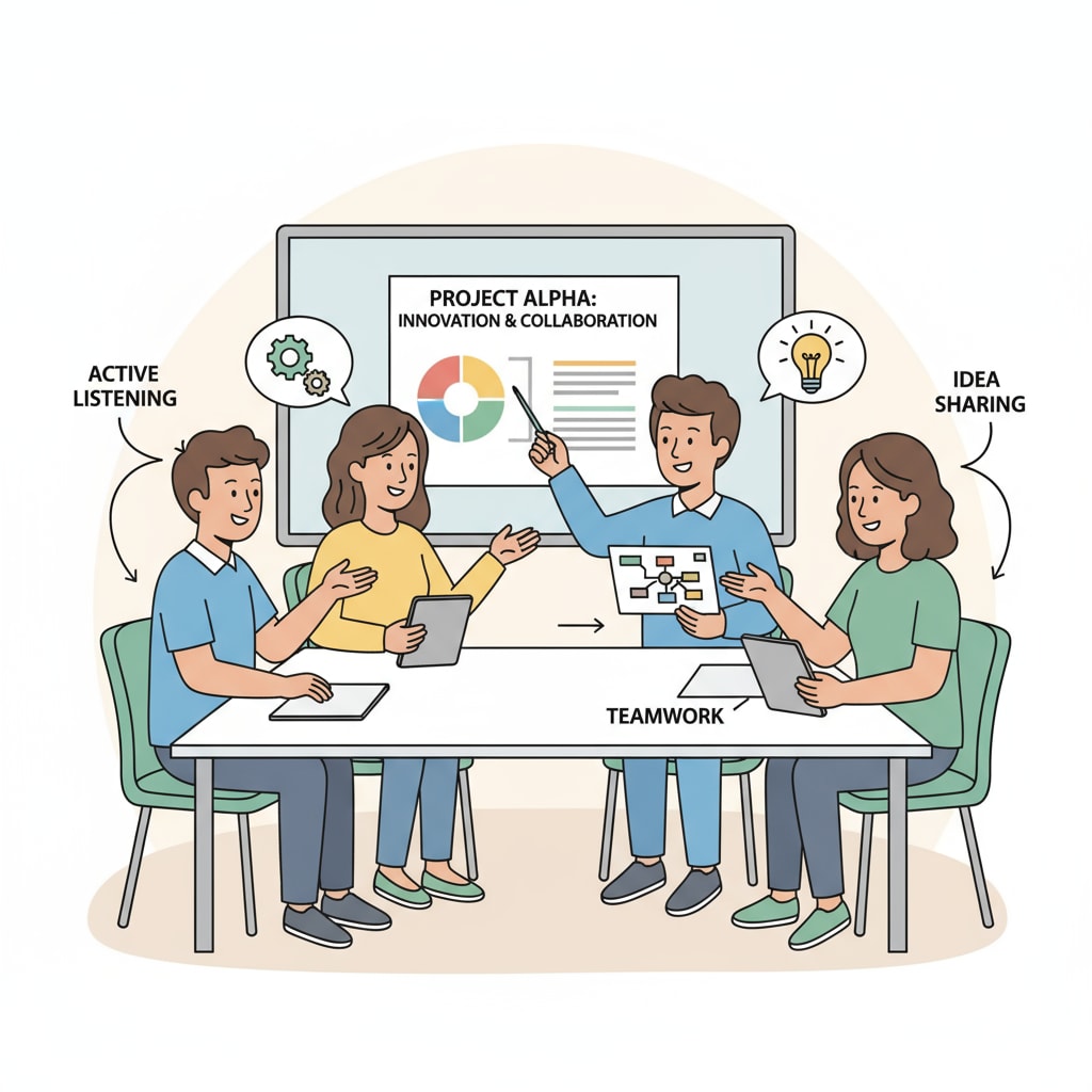 A group of students practicing interpersonal communication, relevant to school education, life skills, and practical knowledge.