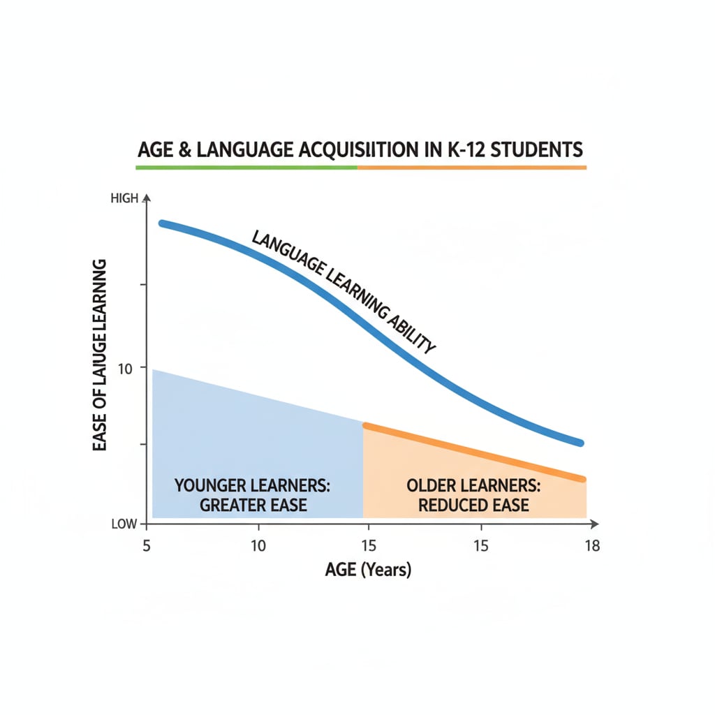 Graph of age vs language learning ability in K12