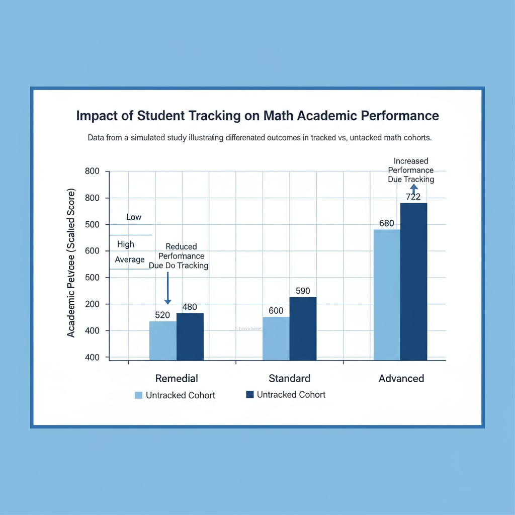 Graph showing student performance in different math tracks relevant to teacher shortage and mathematics education