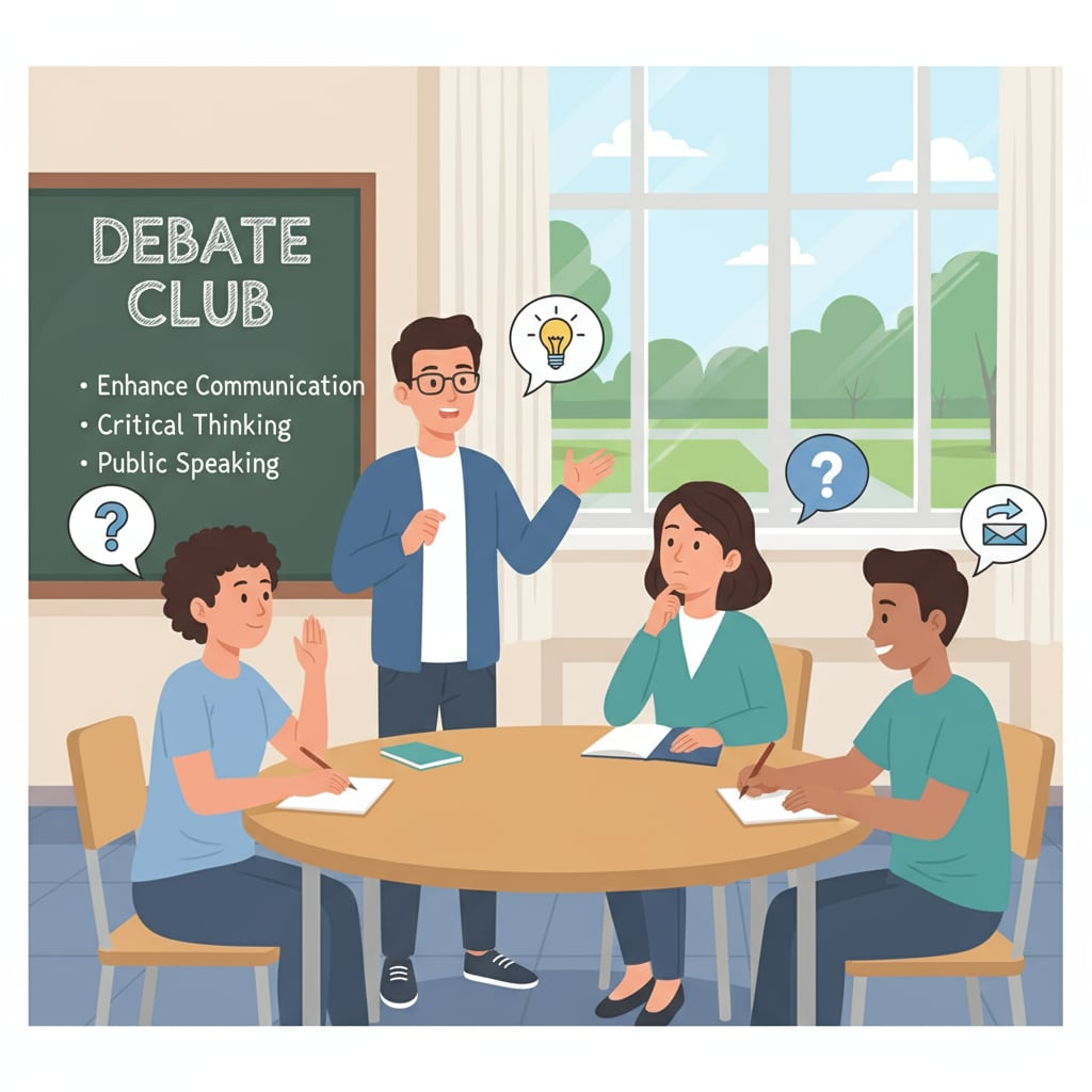 Students enhancing communication skills through debate club activities related to pilot skills