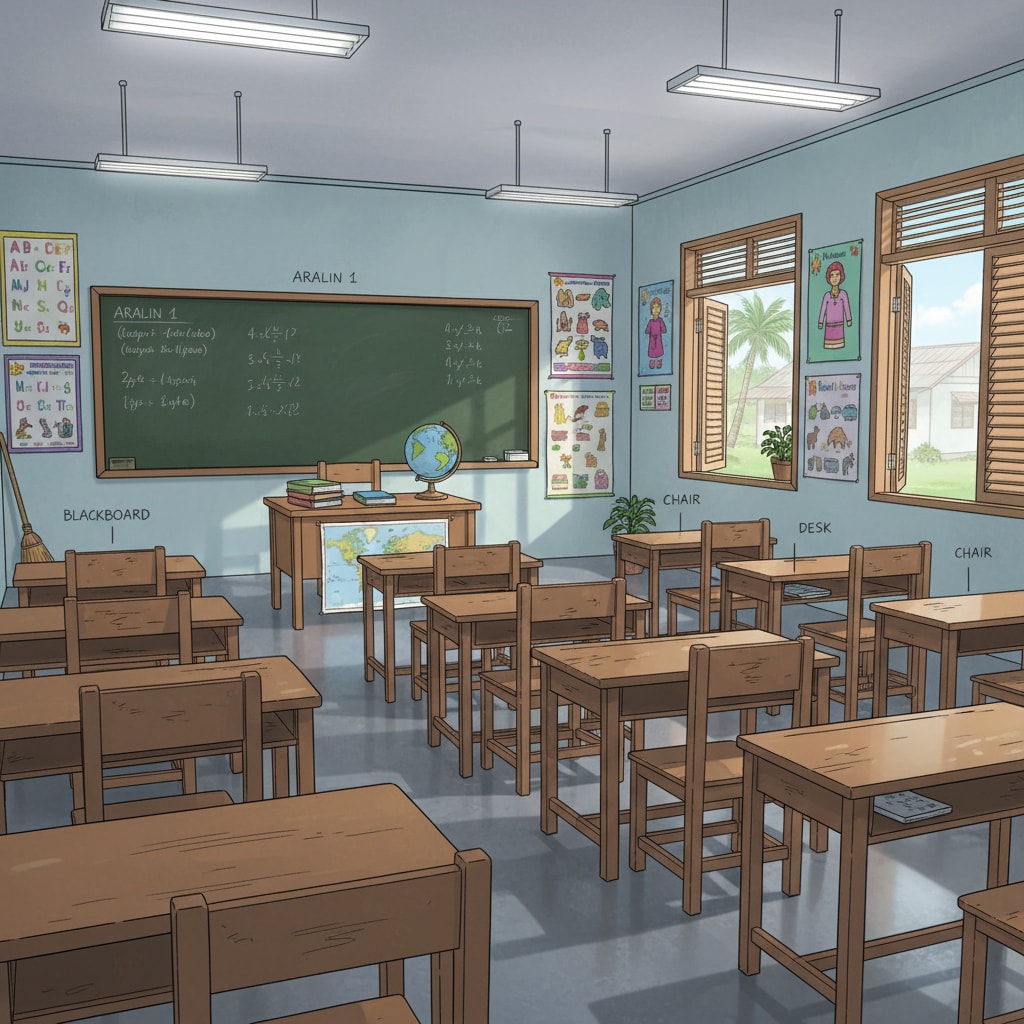 A basic classroom in the Philippines highlighting the lack of resources for robotics education relevant to robotics, study abroad, career planning