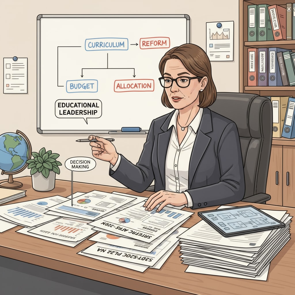 A school administrator involved in administrative tasks relevant to career planning in education administration.