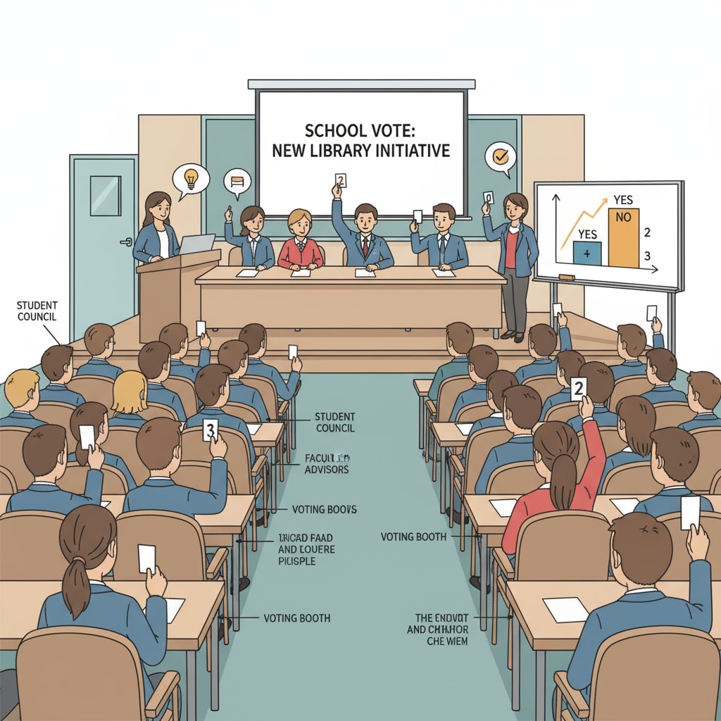 Voting process in a democratic school led by students and teachers