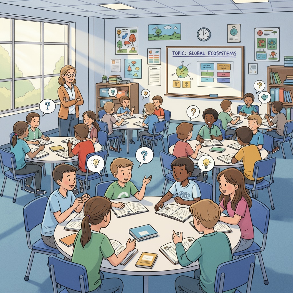 Classroom scene in the US showing the student-centered teaching method in American education system