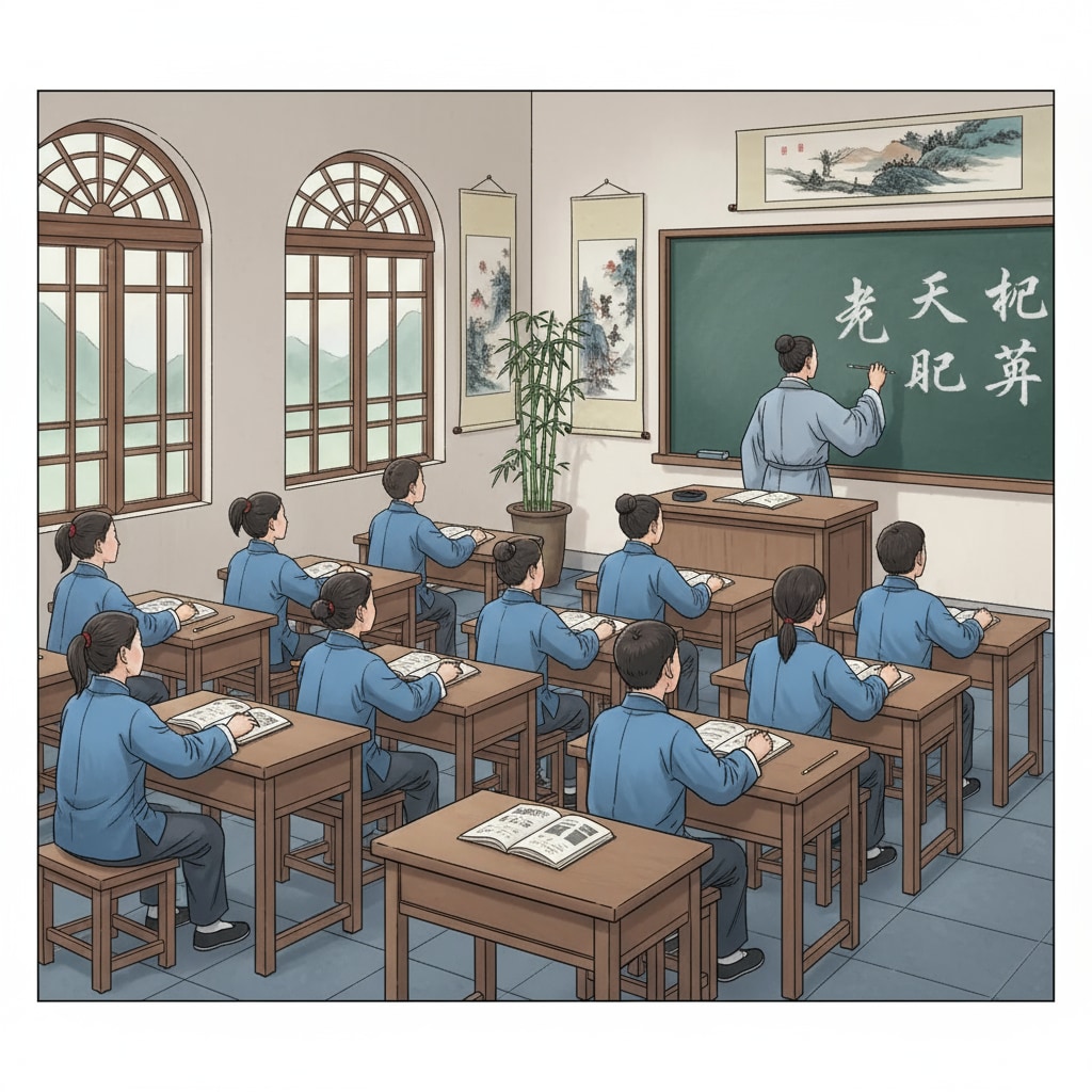 Chinese classroom scene demonstrating the teacher-centered teaching method in Chinese education system