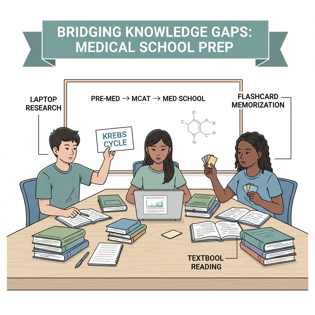 High school students using various resources to fill knowledge gaps for medical school entrance exams to enhance learning efficiency and reduce psychological stress