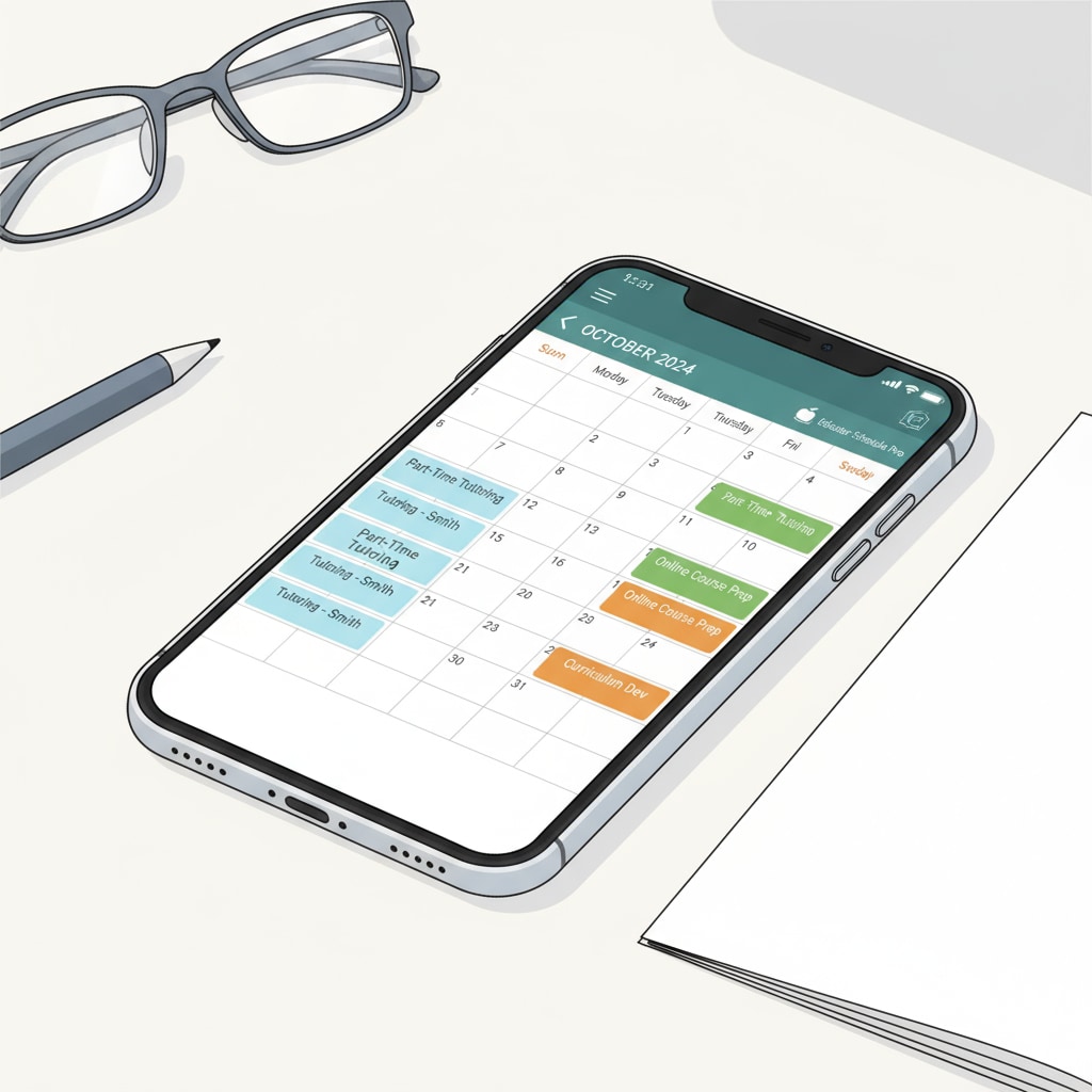 A teacher managing time for part-time work using a calendar app