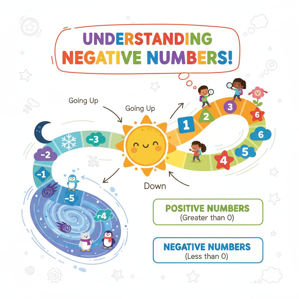 A number line visual aid for fourth graders to enhance their understanding of negative numbers and mathematical concepts.