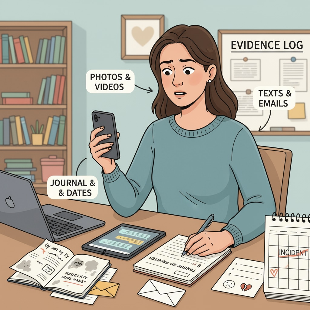 A parent collecting evidence of school bullying, emphasizing the importance in the context of school bullying, principal's inaction, and parents' rights.