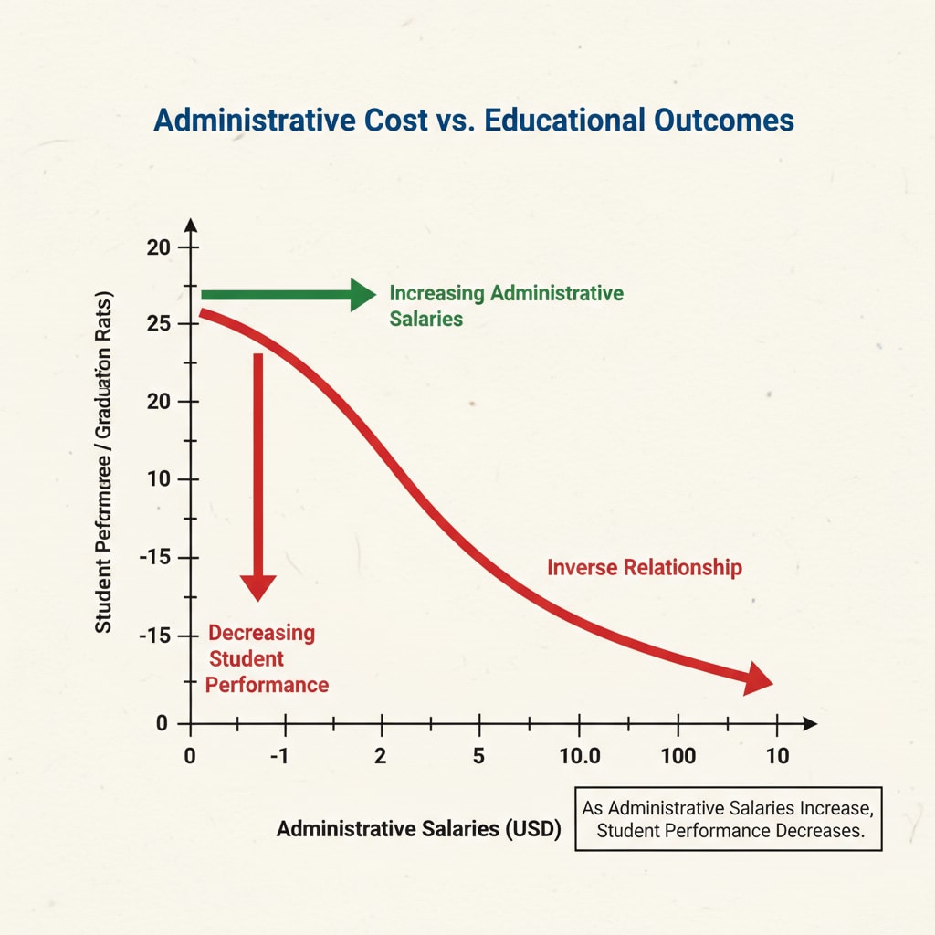 Graph showing the relationship between education management (administrative salaries) and student performance