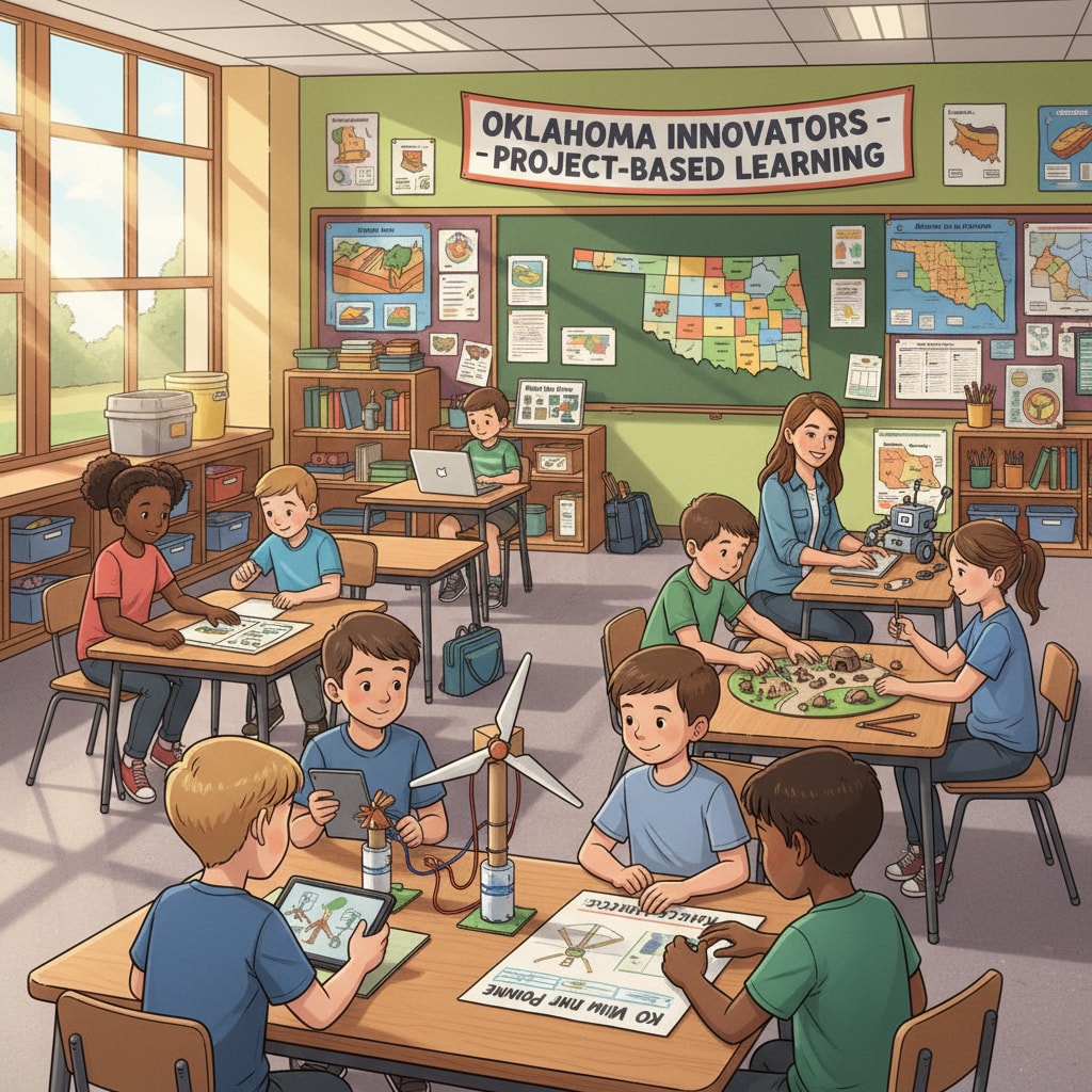 Classroom scene of project-based learning in an Oklahoma K12 school relevant to education evaluation in Oklahoma and Arkansas