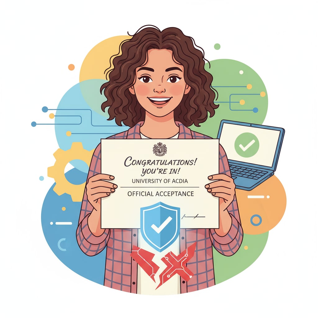 A happy student after successfully submitting a college application despite the threat of AI misjudgment