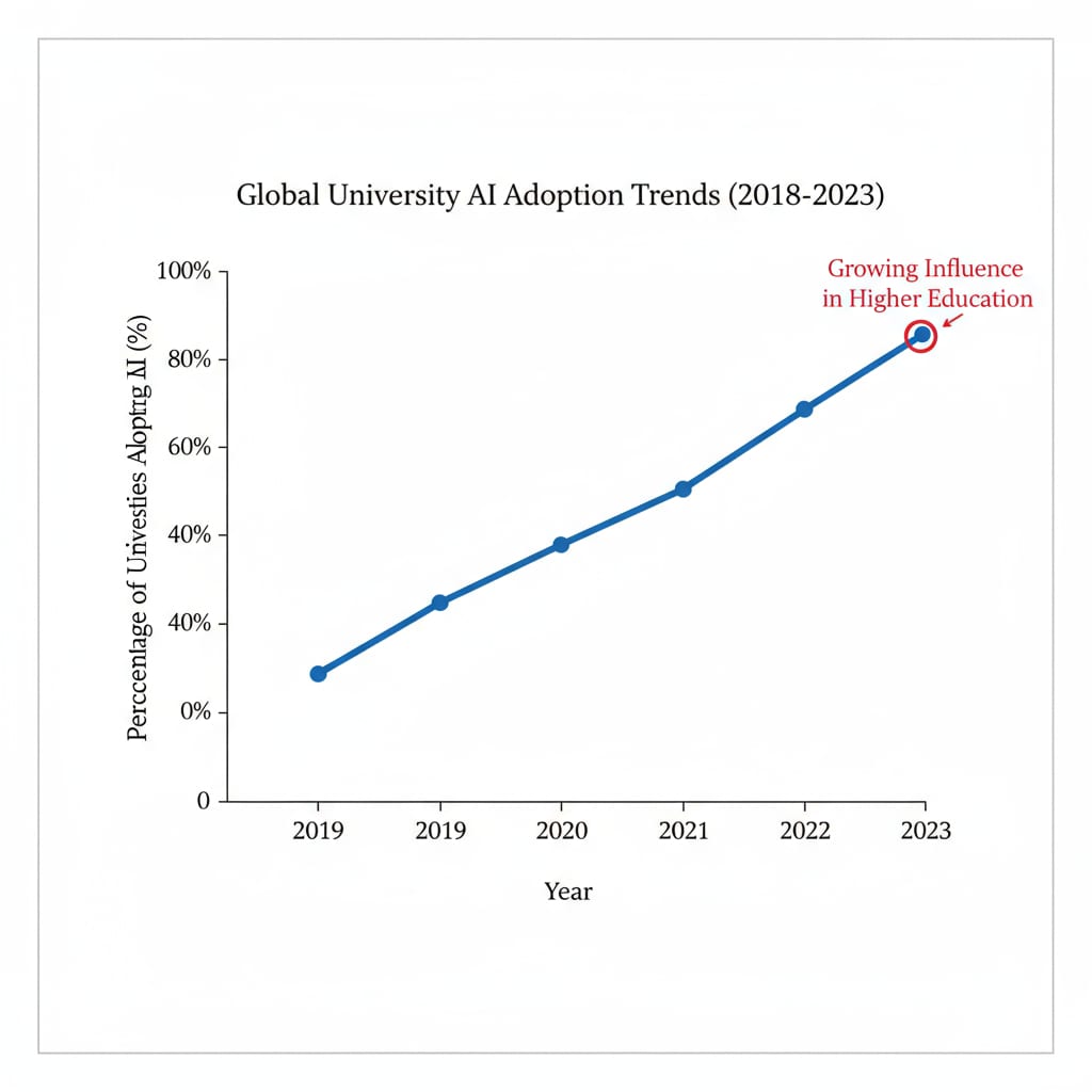 Artificial intelligence, higher education, automation - graph showing the increasing use of AI in higher education