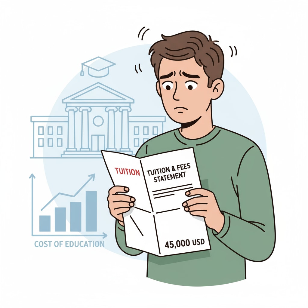 Student worried about tuition fees in the context of educational choices and data analysis