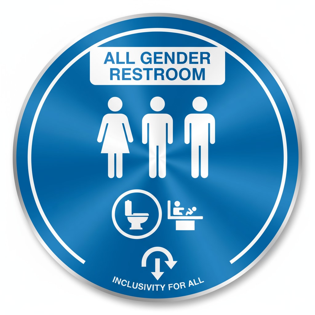 School bathroom sign related to Fairfax County schools' bathroom gender policy
