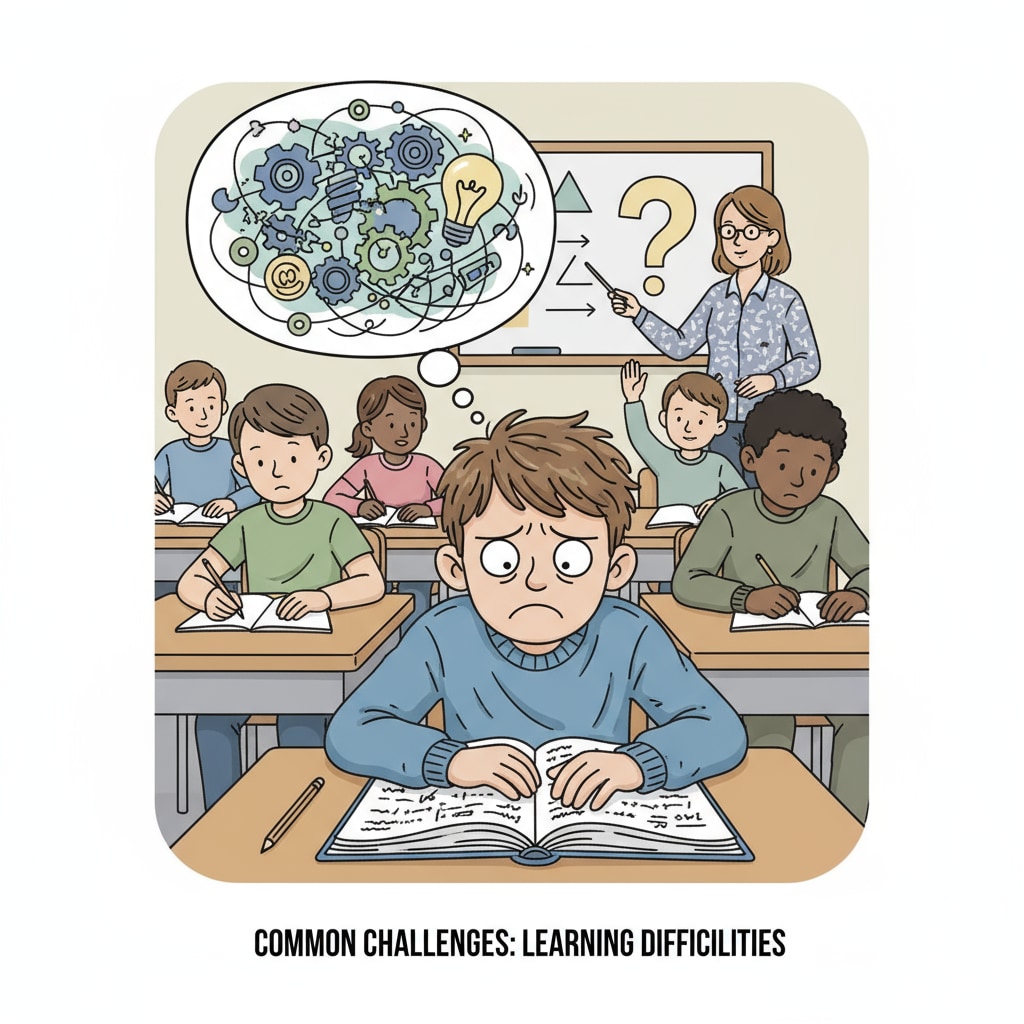 A student with learning difficulties looking frustrated while studying.