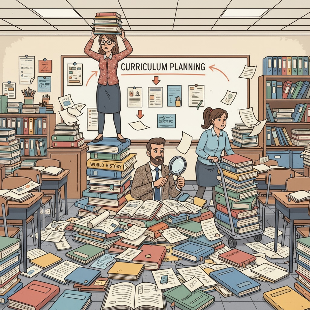 Teachers facing excessive workload in a classroom setting.