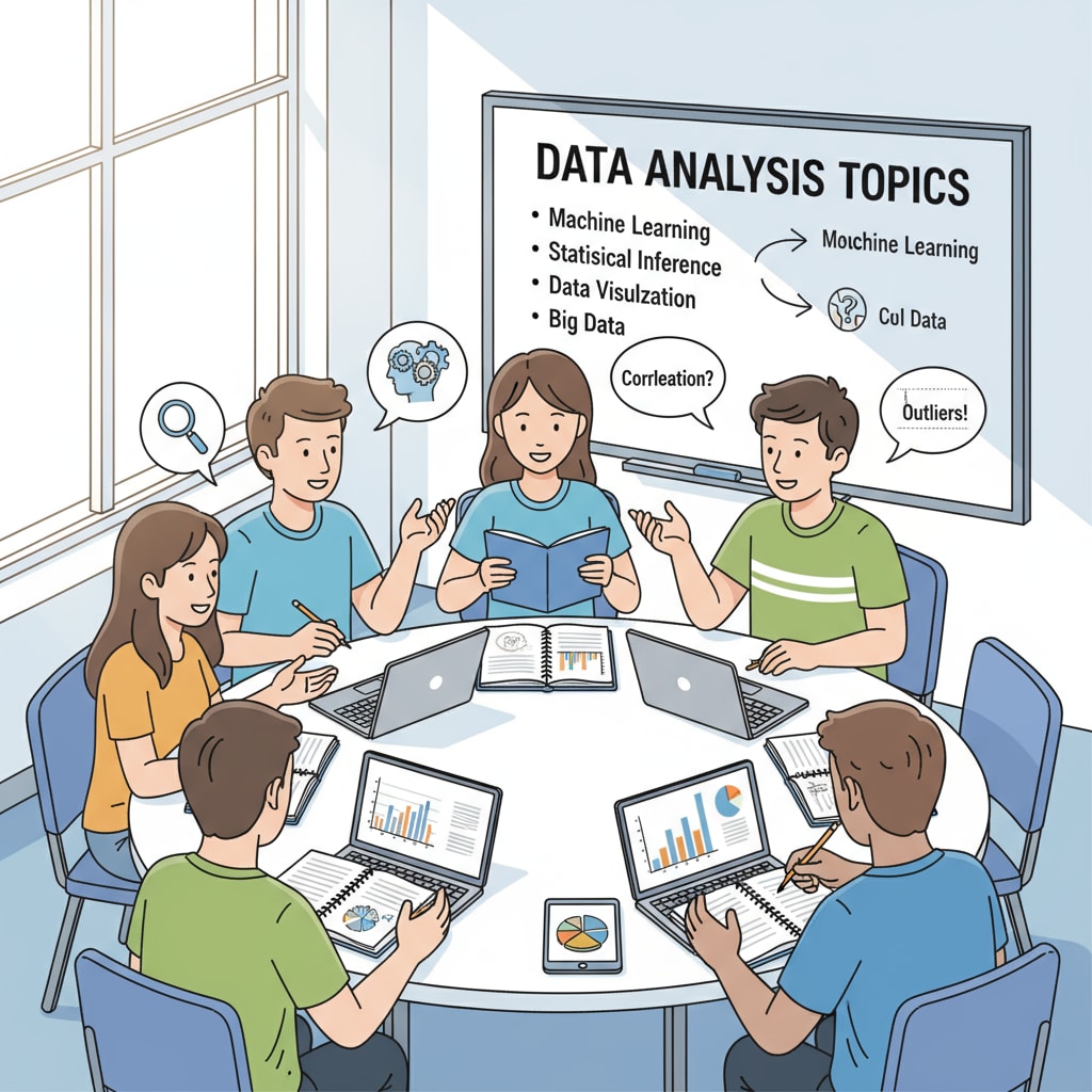 Students discussing data analysis in a classroom, highlighting free learning resources for data analysis in K12 education