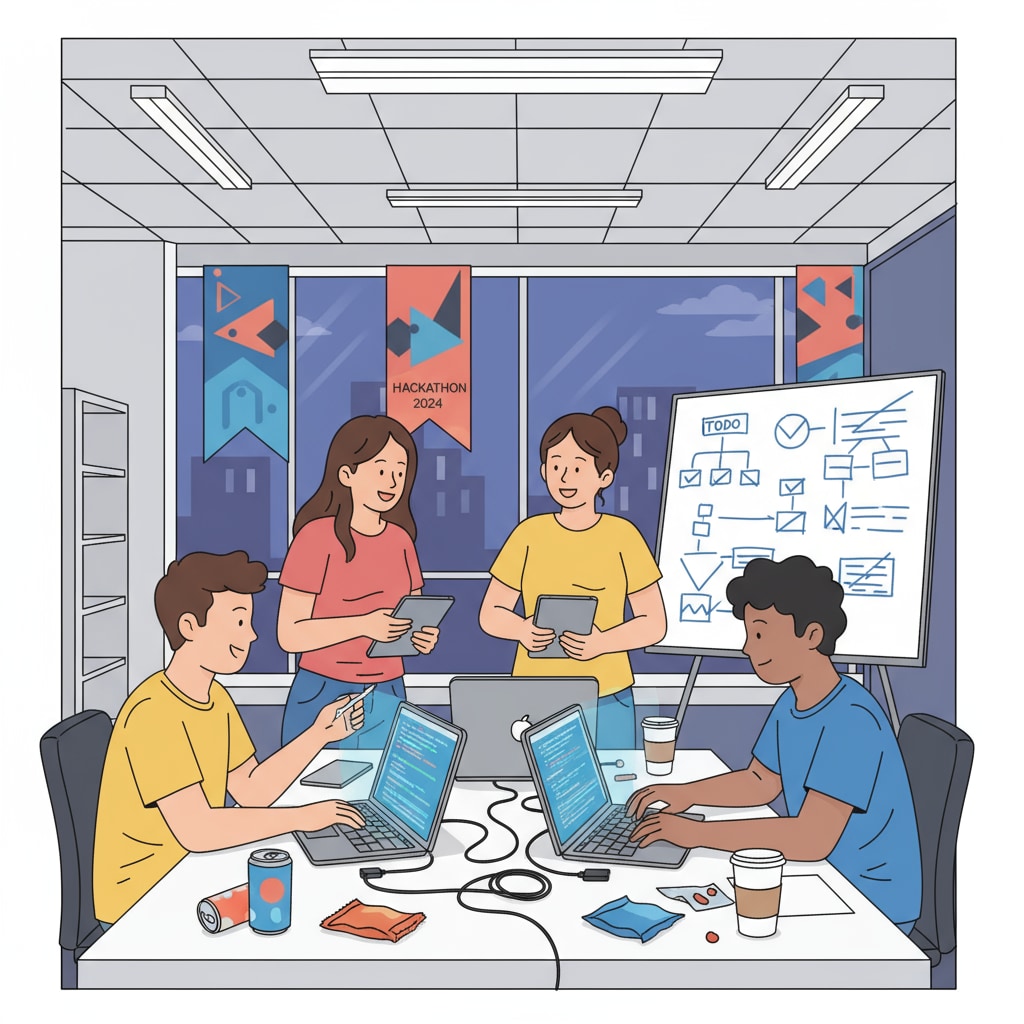 Students participating in a hackathon as part of their STEM - related extracurricular activities for college applications