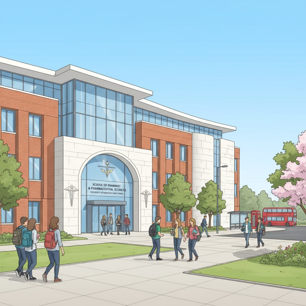 A UK pharmacy school building relevant to pharmacy programs and postgraduate admissions in UK education