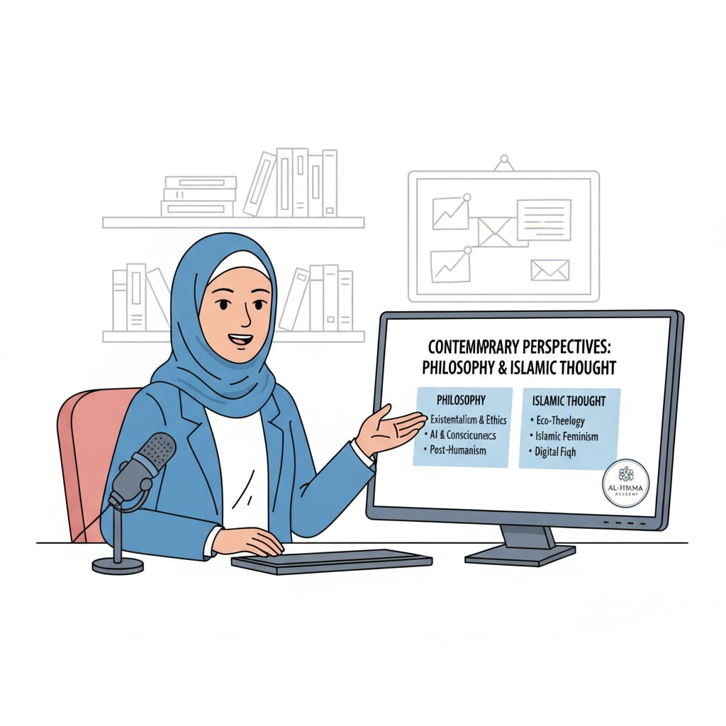 An instructor teaching an online course on philosophy and Islamic thought in the context of modernity