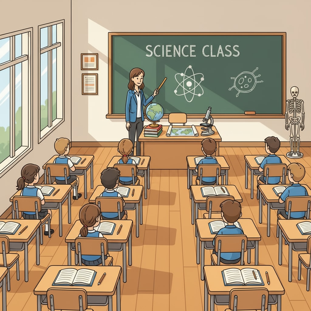 A traditional primary school classroom setup related to educational innovation, curriculum reform, and teaching methods