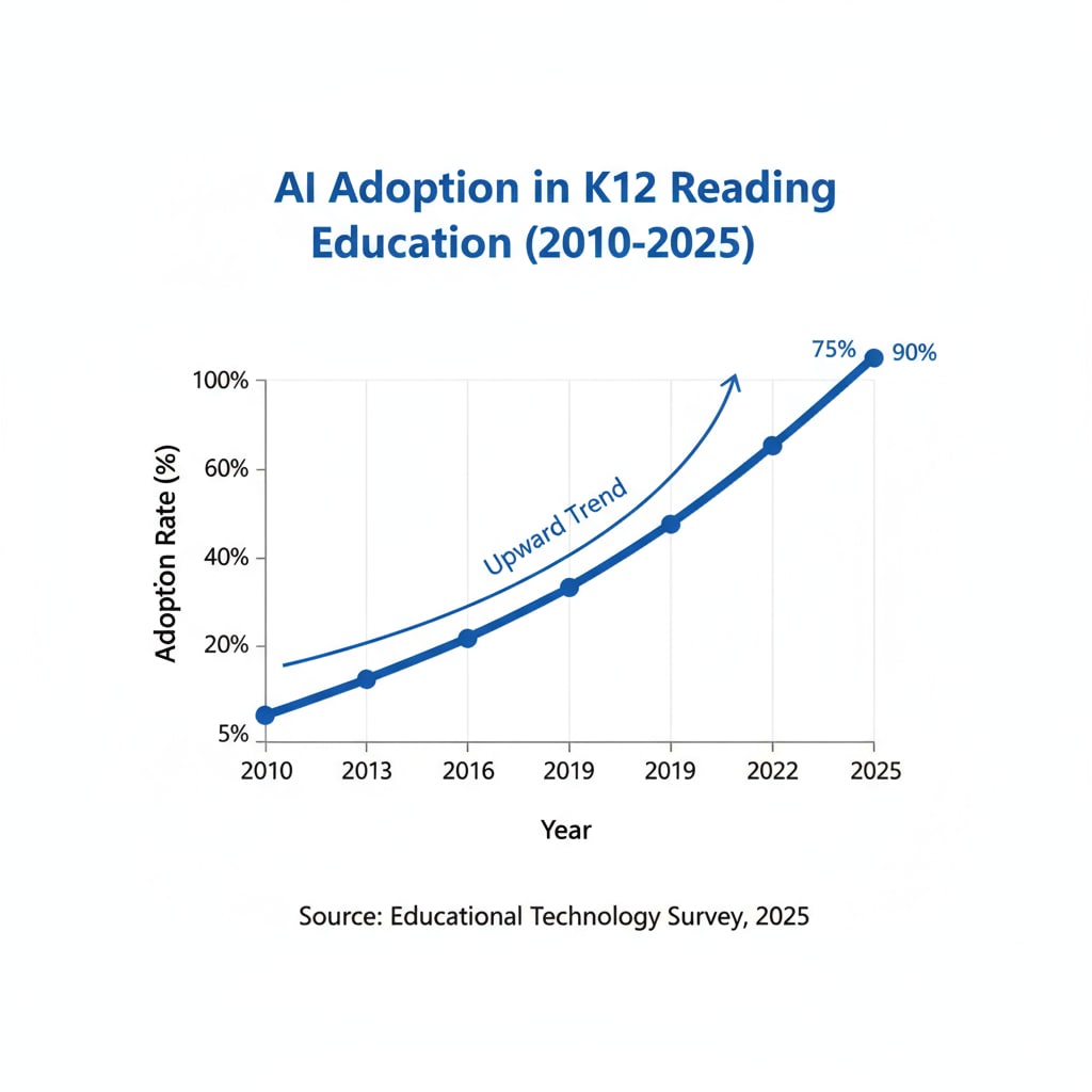 Graph depicting the increasing use of AI in K12 reading education over the years.