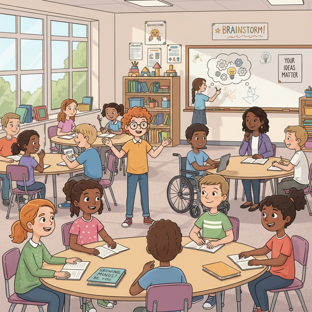 Classroom scene in the US related to US education, Chinese education, learning pressure, and education systems