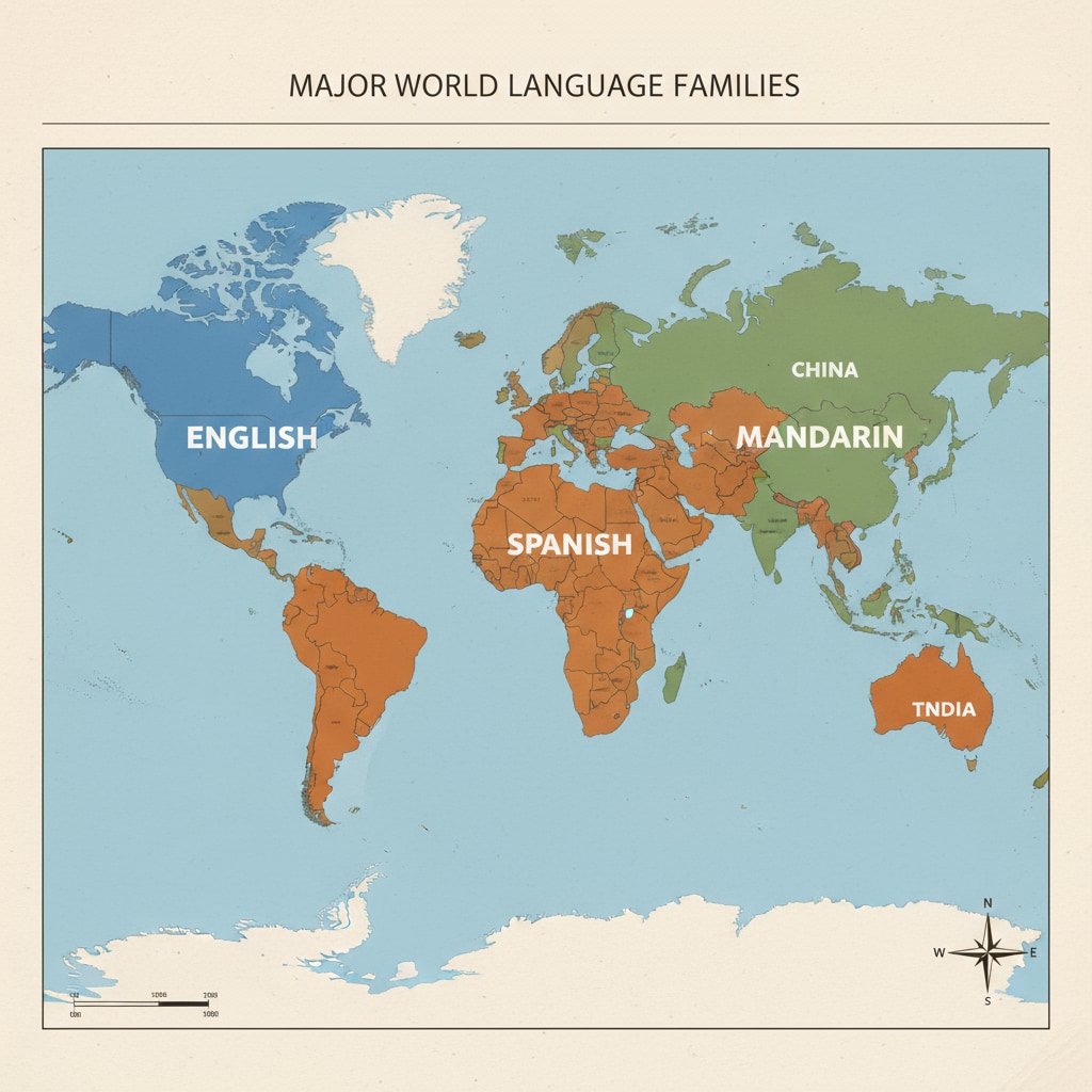 A map highlighting popular languages around the world for polyglot language selection