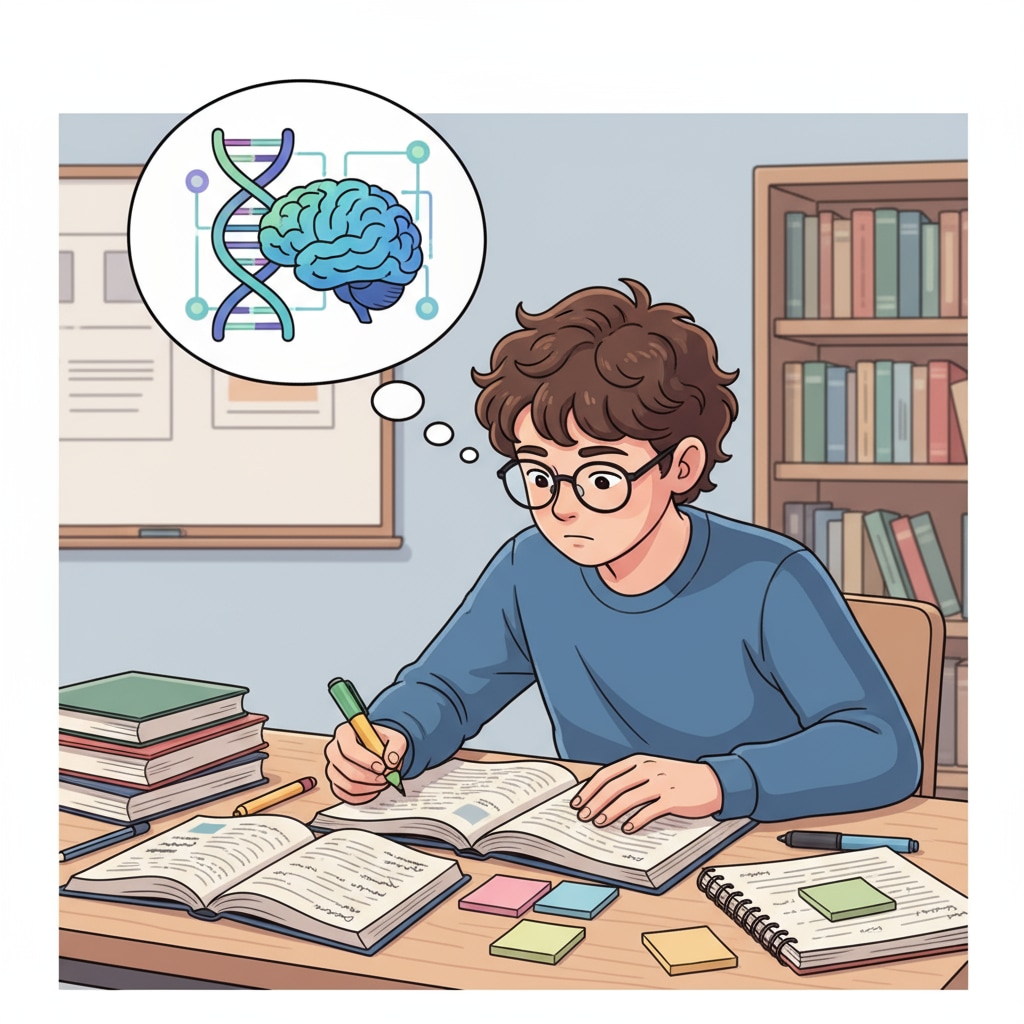 A student enhancing memory while studying