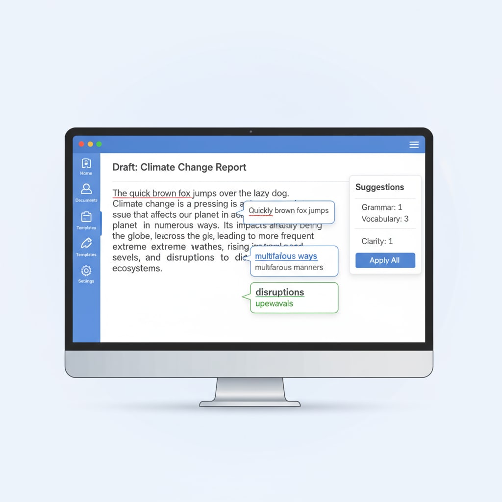 AI writing tool interface for improving writing skills and enhancing learning efficiency