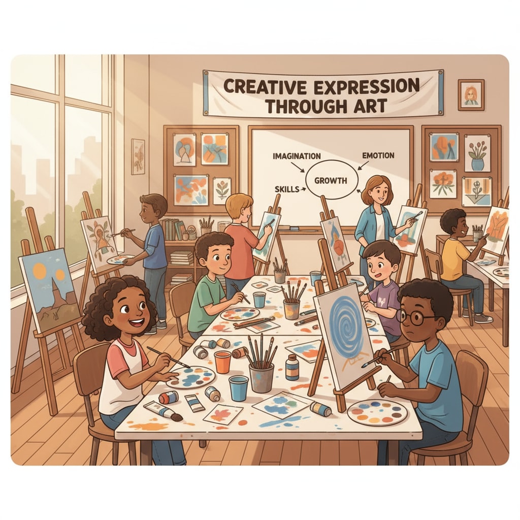 Students in an art class, highlighting the significance of art education in the context of special subject teachers, curriculum, and educational resources.