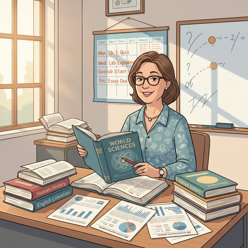 A teacher engaged in data documentation and teaching planning in a classroom
