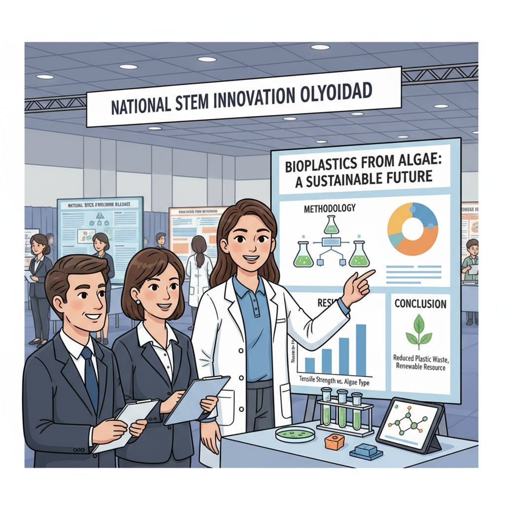 Student presenting project at STEM competition