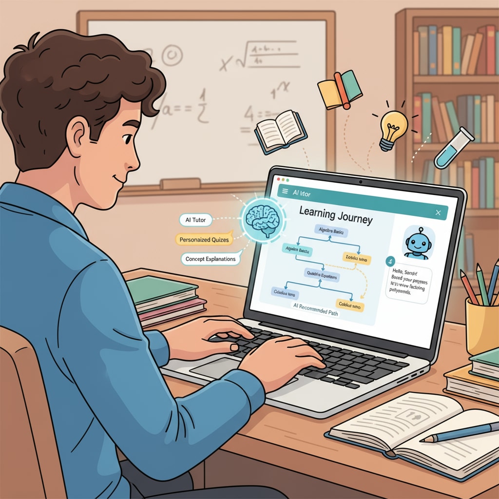 Student using AI-related educational software in British education system, relevant to impact of AI on education and assessment