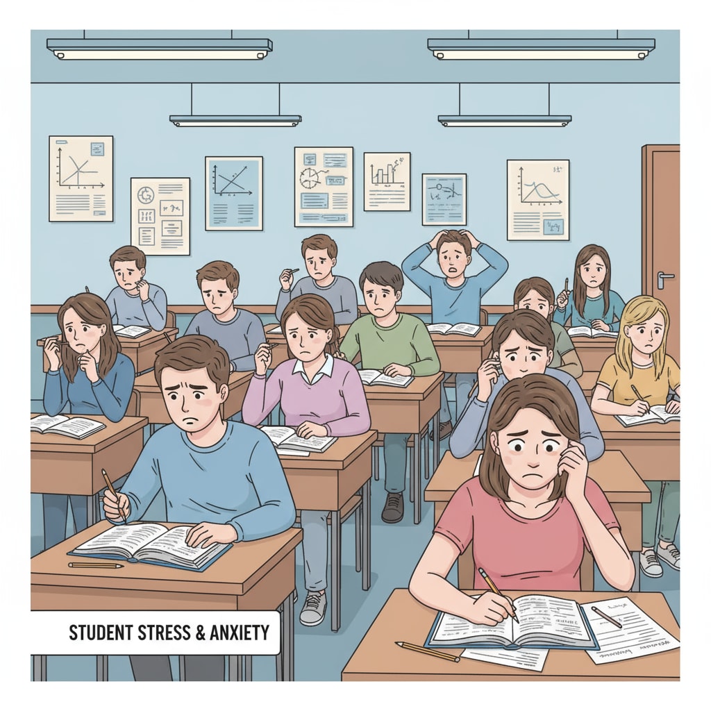 Teenagers experiencing learning anxiety while studying