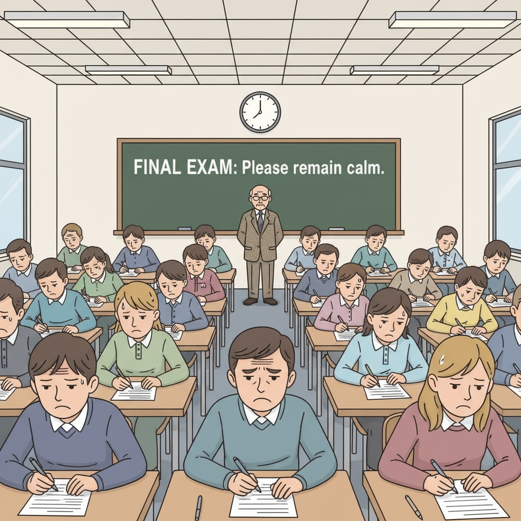 Students showing signs of learning anxiety during an exam