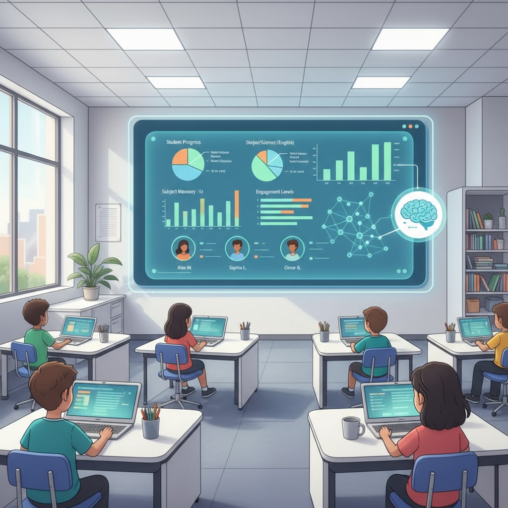 AI analyzing students' learning data in a K12 classroom for research on AI treatment and human treatment