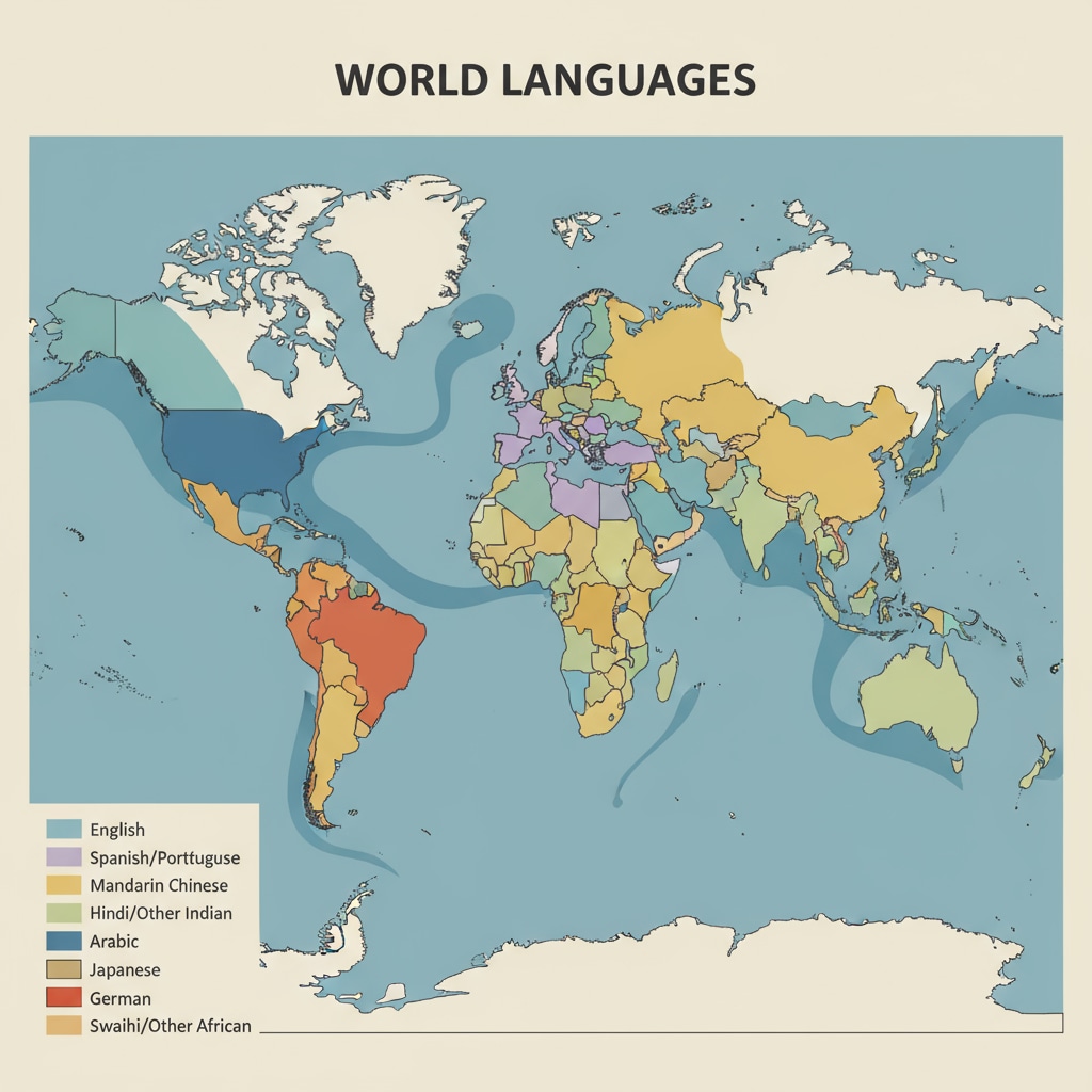 World map showing language distribution relevant to polyglot language selection