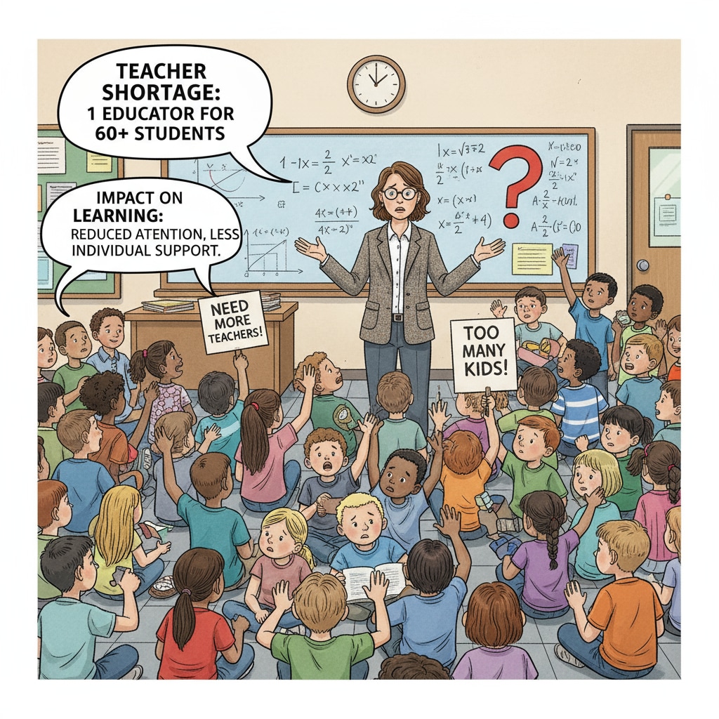 Classroom scene showing teacher shortage challenges in math education