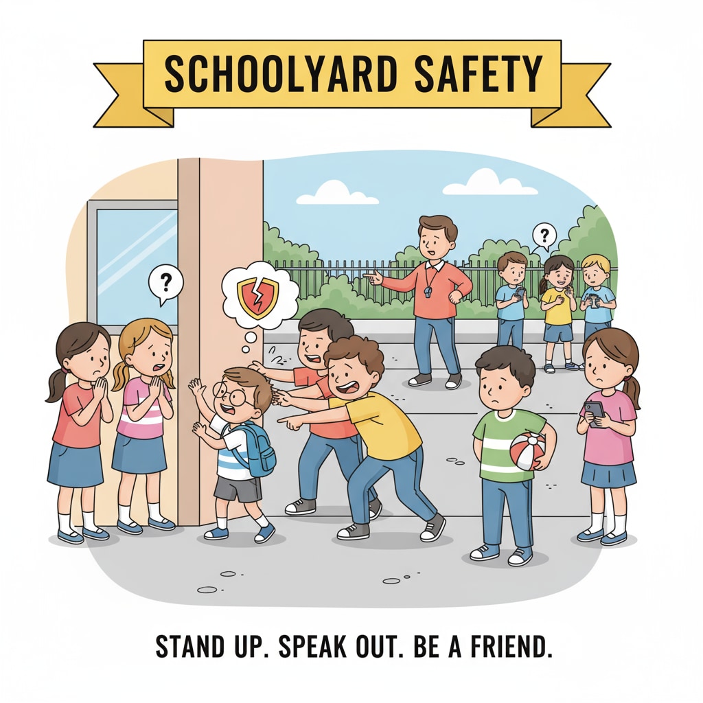 Illustration of school bullying and the need for school safety in protecting students
