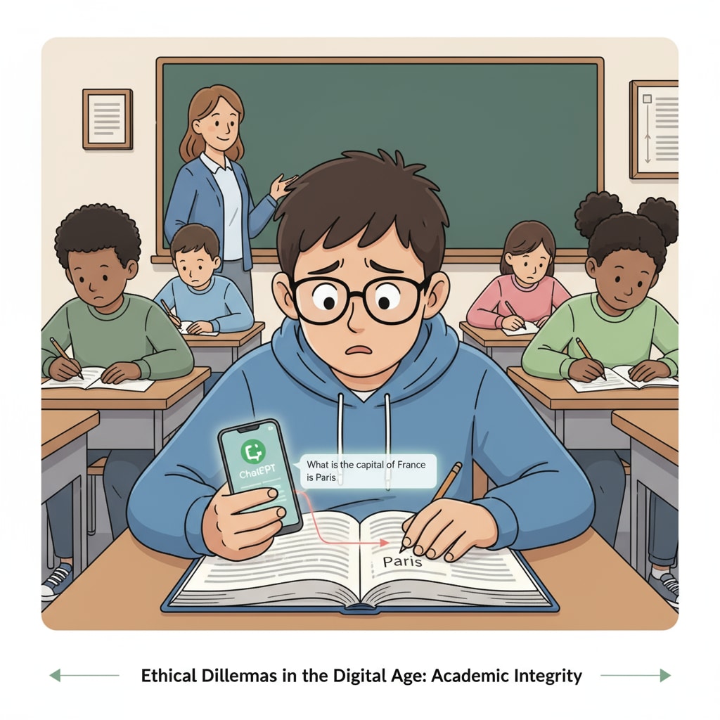 A student using ChatGPT for cheating during an assignment