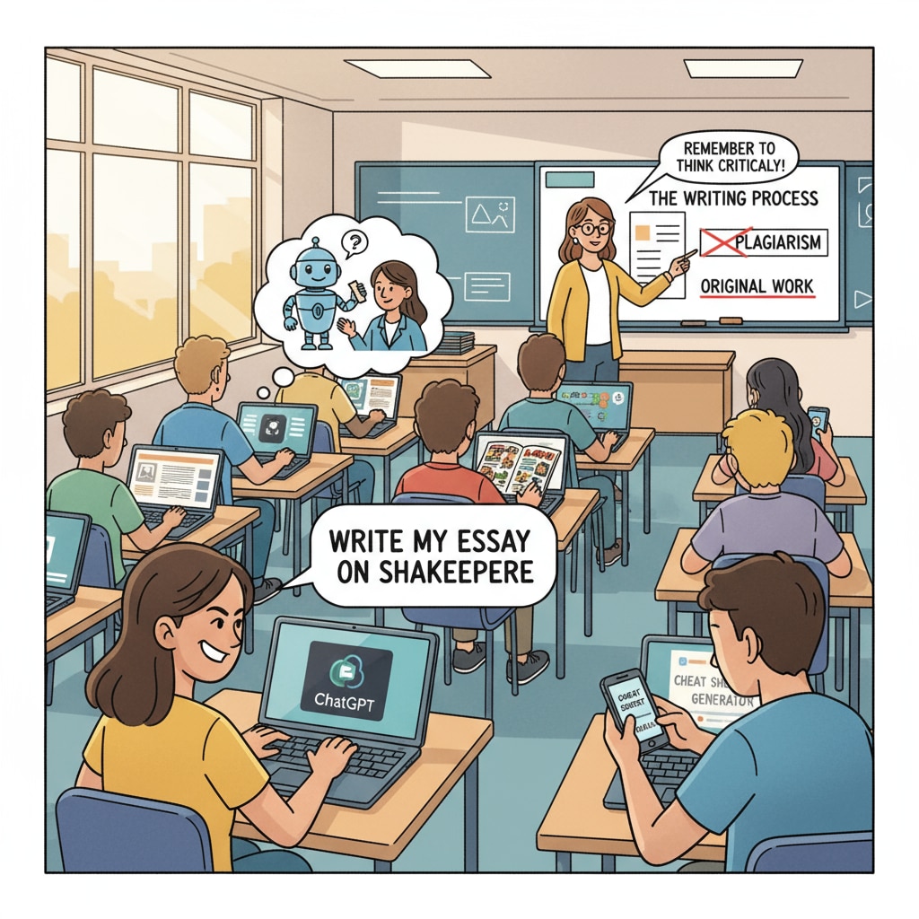 Students in a classroom potentially using ChatGPT for cheating