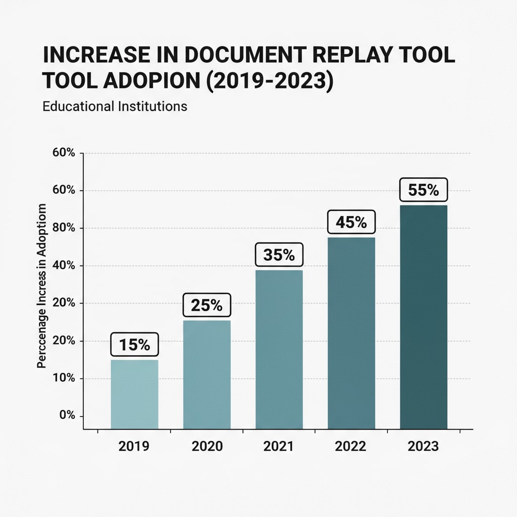 Graph depicting the growth of document replay tool usage in education for better understanding of student writing and plagiarism detection