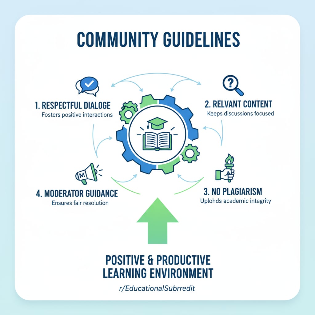 Graphic showing the importance of community rules in an educational subreddit relevant to educational guidelines