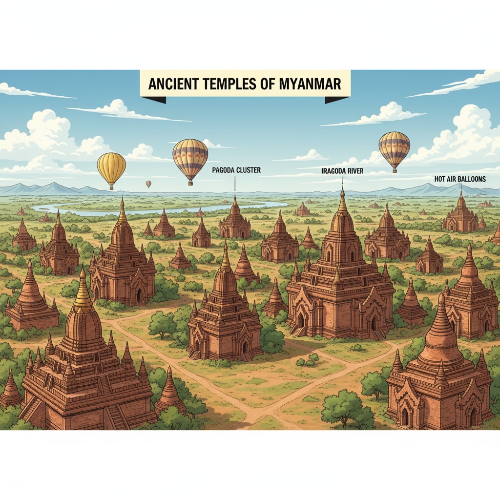 A view of Myanmar's ancient temples showcasing its cultural heritage