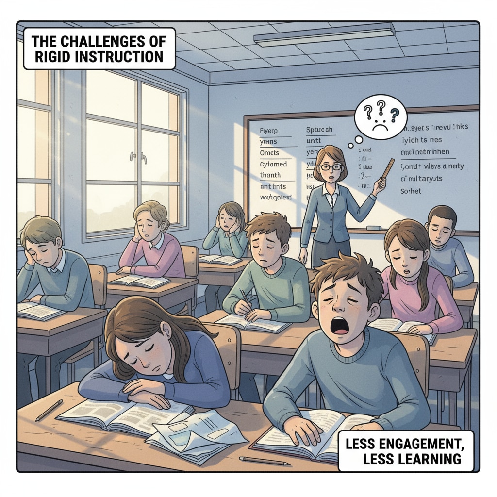 Students' weary expressions during an English class showing the influence of strict teaching on English course learning experience