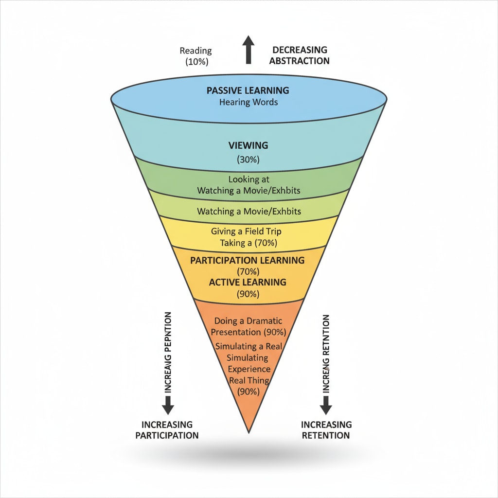 The Cone of Experience diagram highlighting different learning levels