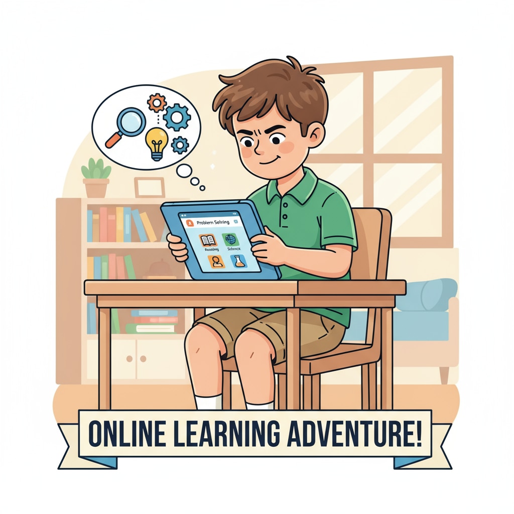 Child accessing academic resources on an online platform as part of the family education learning plan